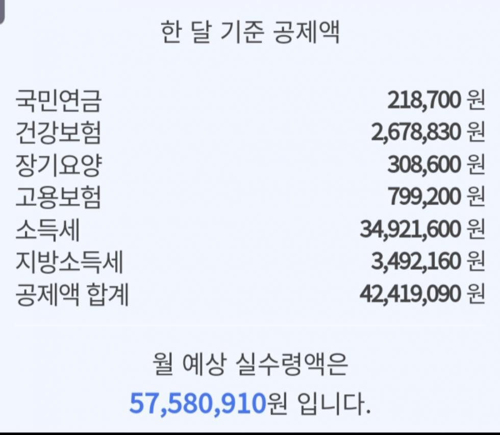 썸네일-월급 1억 직장인 실수령액-이미지