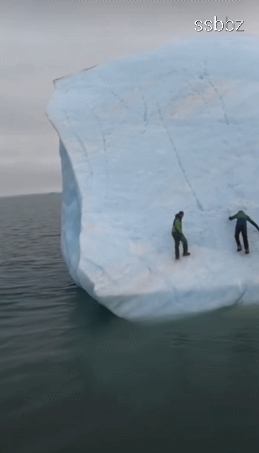 썸네일-장난으로 올라탄 바다 위 거대 빙산-이미지