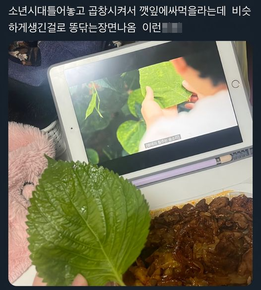 썸네일-소년시대 틀어놓고 곱창 시켜서 깻잎에 싸 먹으려는데-이미지