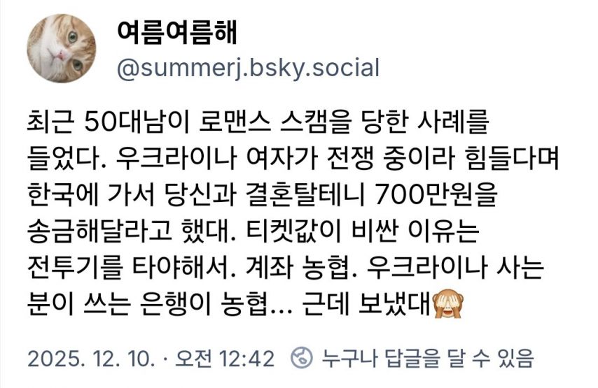 로맨스 스캠을 당한 50대 사례 | 인스티즈