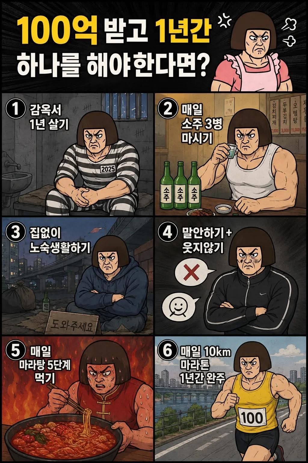 100억 받고 1년간 하나를 해야한다면 | 인스티즈